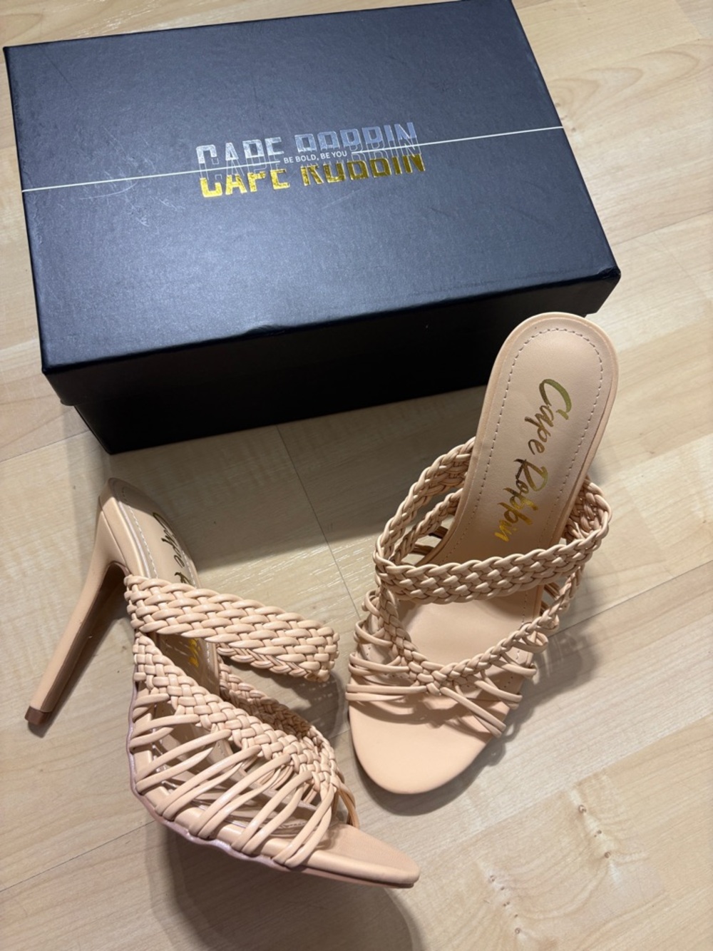 NWT Cape Robbin Women's Braided Nude High Heel Sandals